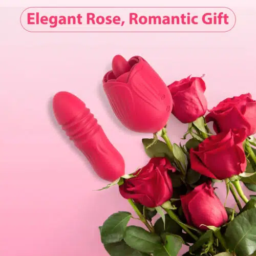 3 em 1 Au-Rose-Licking Rose Toy com Dildo Red Romântico Presente Adulto Luxo