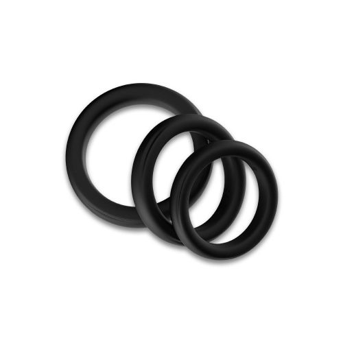 Black Stretchy Silicone Cock Ring Set (3 Pack) Adult Luxury