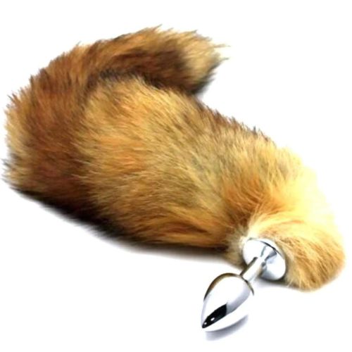 Brown Fox Tail Bent Left Anal Plug Adulto Luxo