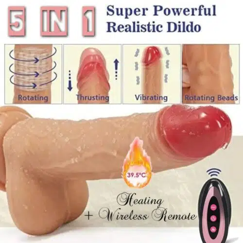 Fantasy Heating Thrusting Rotating Vibrating 360°Dildo Adult Luxury