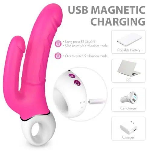 Duplo Magnético Deluxe G-spot, Clitoral e/ou Vibrador Anal Adulto Luxo