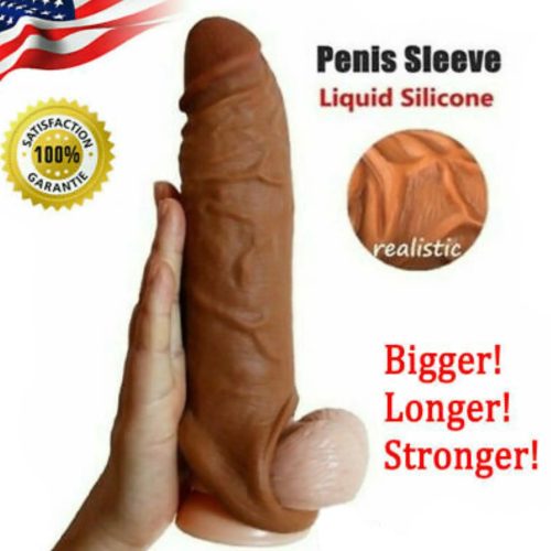 Mega +70% ED Solução Premium Extensor Dildo Peniano (Castanho) Adulto Luxo