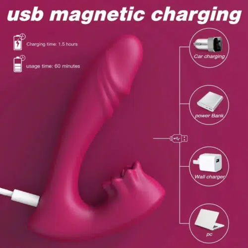 O único e 3 em 1 lambendo Bio Air Vibrator (rosa) USB Carregador Adulto Luxo