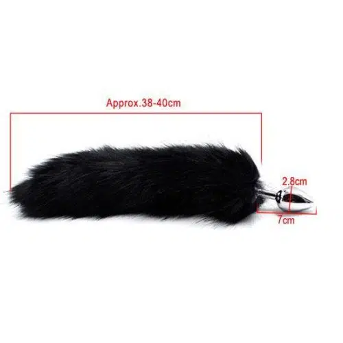 Stainless Steel Fox Tail Anal Butt Plug (Black) Adult Luxury