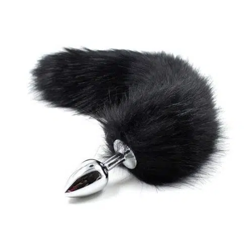 Stainless Steel Fox Tail Anal Butt Plug (Black) Adult Luxury