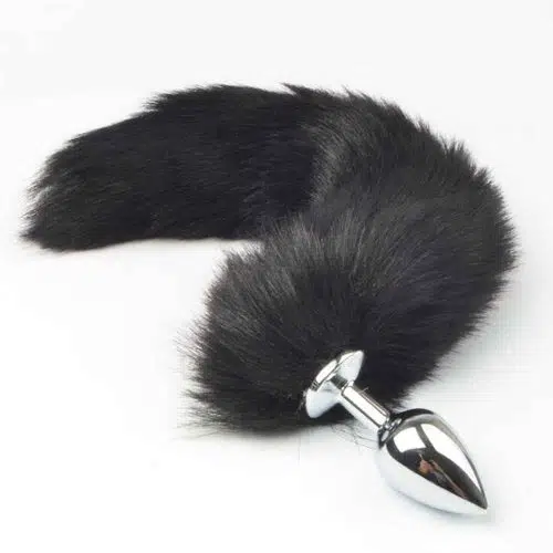 Stainless Steel Fox Tail Anal Butt Plug (Black) Adult Luxury