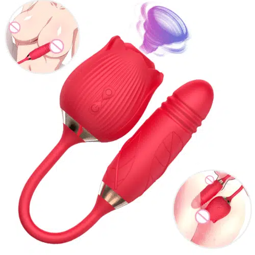 Fantasia Empuxando Rosa Vibrador (Vermelho) Luxo adulto